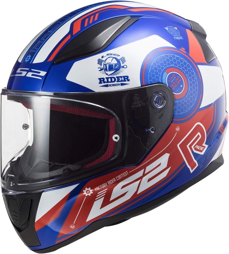 LS2 Helmets Full Face Rapid Stratus Street Helmet - Gloss Blue Red White (X-Small) - Image 1