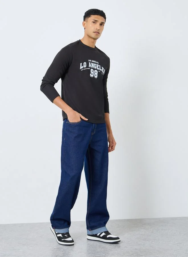 Take Two Take Two Men Black Long Sleeve Waffle Knit T-Shirt