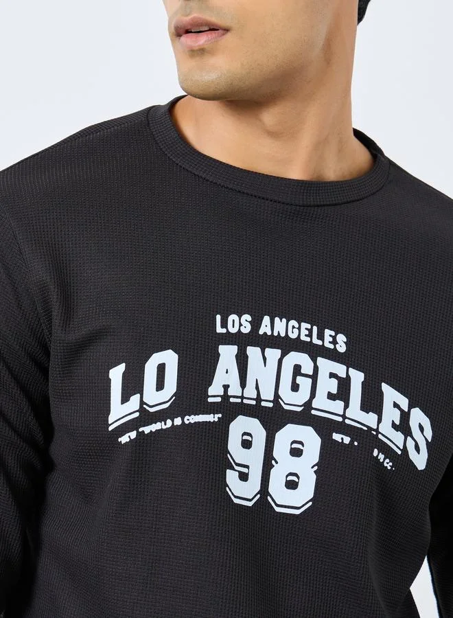 Take Two  Take Two Men Black Long Sleeve Waffle Knit T-Shirt for Men | Best Price UAE