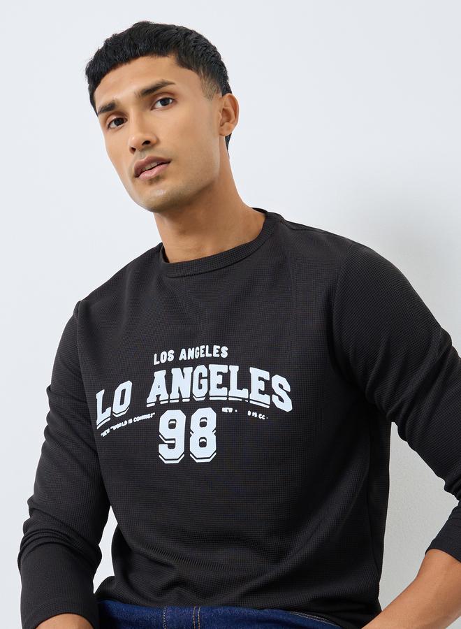 Take Two Men Black Long Sleeve Waffle Knit T-Shirt - Image 1