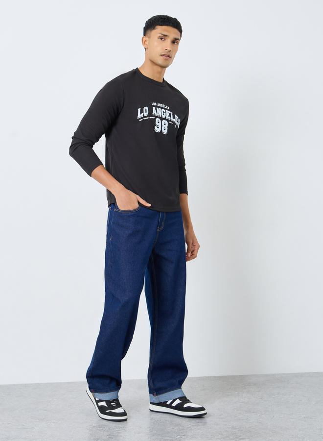 Take Two Men Black Long Sleeve Waffle Knit T-Shirt - Image 2