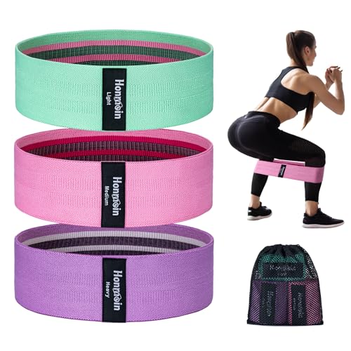 Honmein Resistance Bands for Working Out, 3 Levels Exercise Bands Workout Bands Set for Women Men, Hip Legs Booty Bands for Home Fitness, Gym, Yoga, Pilates (Assorted) - Image 1