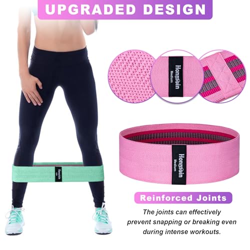 Honmein Resistance Bands for Working Out, 3 Levels Exercise Bands Workout Bands Set for Women Men, Hip Legs Booty Bands for Home Fitness, Gym, Yoga, Pilates (Assorted) - Image 4