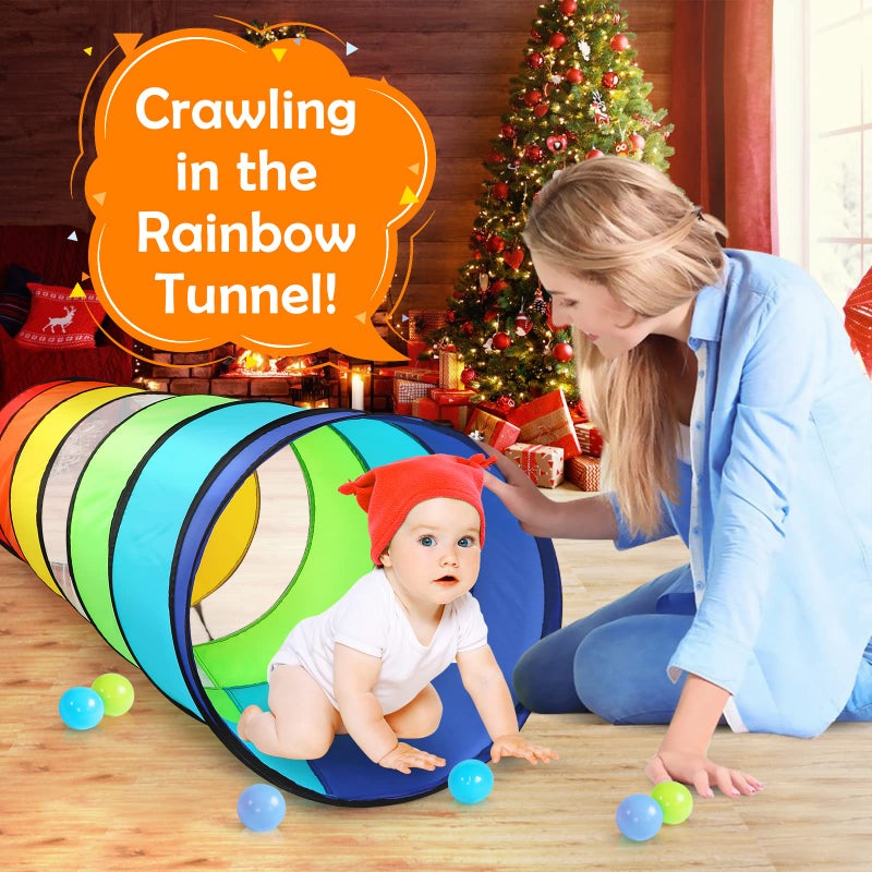 Moncoland Kids Play Tunnel Tent for Toddlers, Colorful Pop Up Crawl Tunnel Toy for Baby or Pet with Breathable Mesh, Collapsible Gift for Boy and Girl Play Tunnel Indoor and Outdoor Game - Image 4