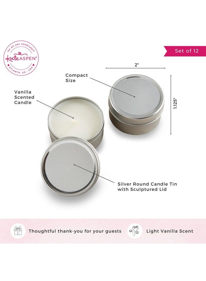 Kate Aspen Travel Size Vanilla Scented Candle Tins with Lids (Set of 12), Bridal Shower Favors, Wedding Favors, Bridesmaid Gifts,Silver,12 pcs - Image 5