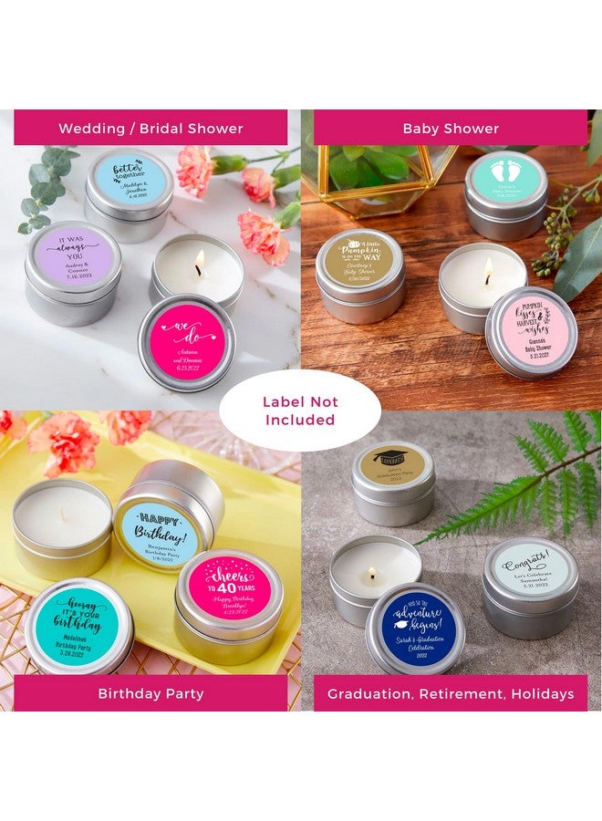 Kate Aspen Travel Size Vanilla Scented Candle Tins with Lids (Set of 12), Bridal Shower Favors, Wedding Favors, Bridesmaid Gifts,Silver,12 pcs - Image 2
