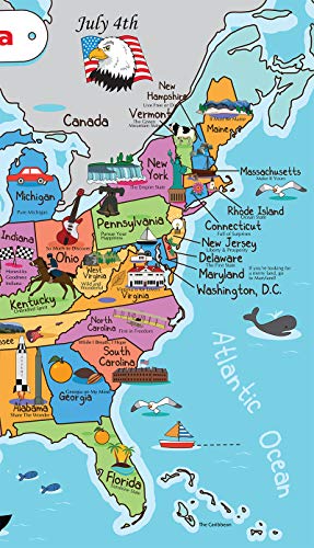 Pro Image Lines Kids United States Map | Wall Poster 13" x 19" US Map Premium Paper | 50 USA States w/Slogans & Images - Laminated - Image 4