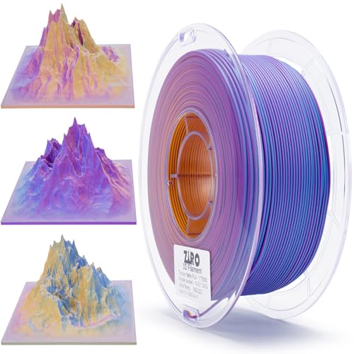 ZIRO PLA Filament 1.75mm, Matte Multicolors 3D Printer Filament, Color Change with Angle, Tri-Colors 3-in-1 Chrome, Dimensional Accuracy +/-0.03mm, Fit Most FDM 3D Printers,1KG Spool, Purple Sunset - Image 1