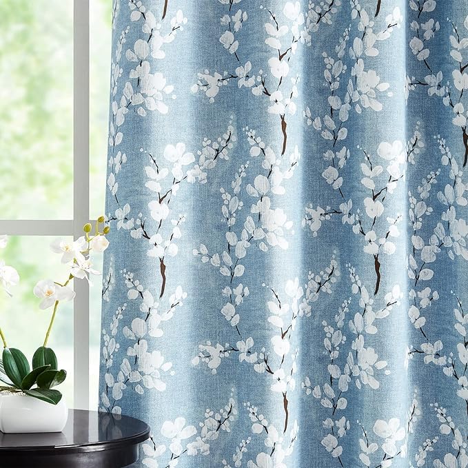 BFAM Floral Print 100% Blackout Curtain with Black Linning at Back, Floral Print Curtains for Living Room/Bedroom Thermal Insulated Energey Saving Blossom Curtain, Pack of 1 Curtain - Image 3