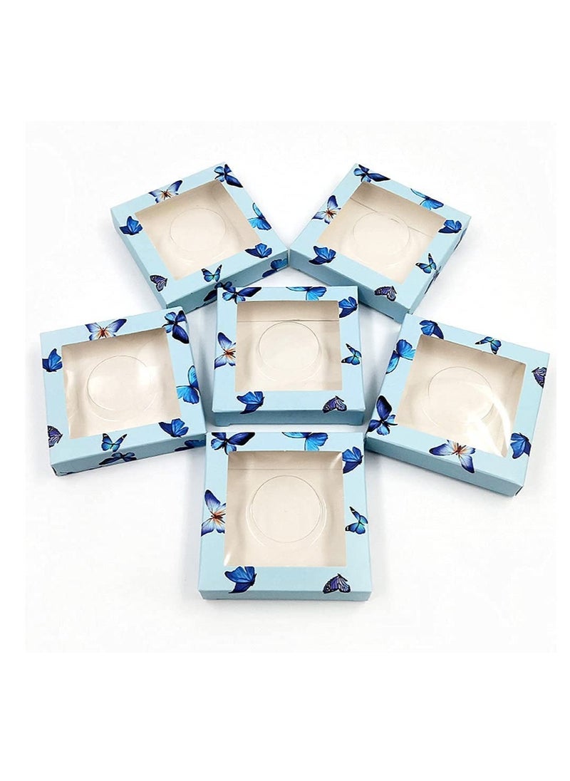 SYOSI - 100 Pieces False Eyelashes Box Empty Lash Packaging Storage Containers 50 Soft Paper Lash Boxes with 50 Lash Tray Butterfly Prints Lash Case Holder (Blue2) - Image 1