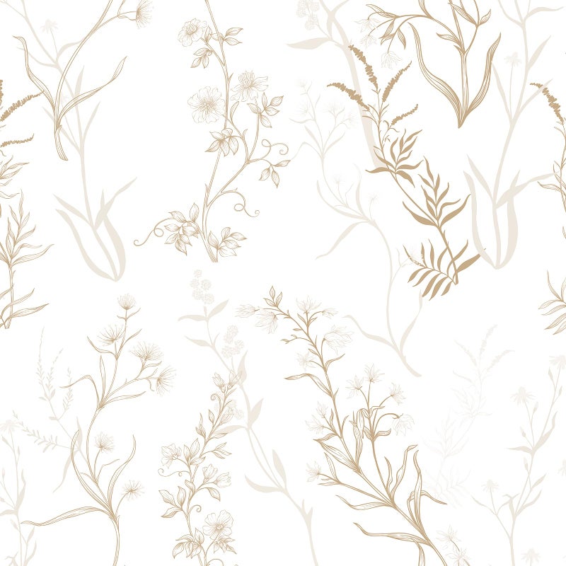Timeet Botanical Floral Peel and Stick Wallpaper Beige Wildflower Self Adhesive Wall Paper Removable Plant Vine Wallpaper Contact Paper for Living Room Bedroom Accent Decor 17.7" x 78.7" - Image 1
