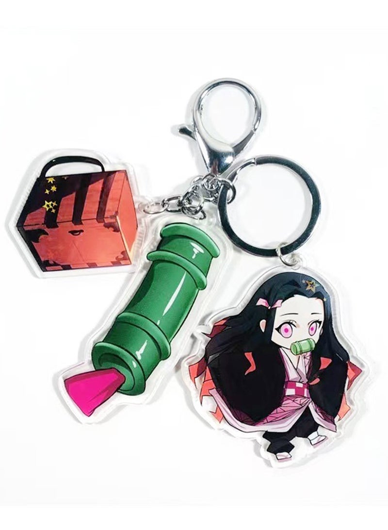 Kamado Nezuko - "Nezuko Bamboo Keychain: Demon Guardian Charms with Blood Art"