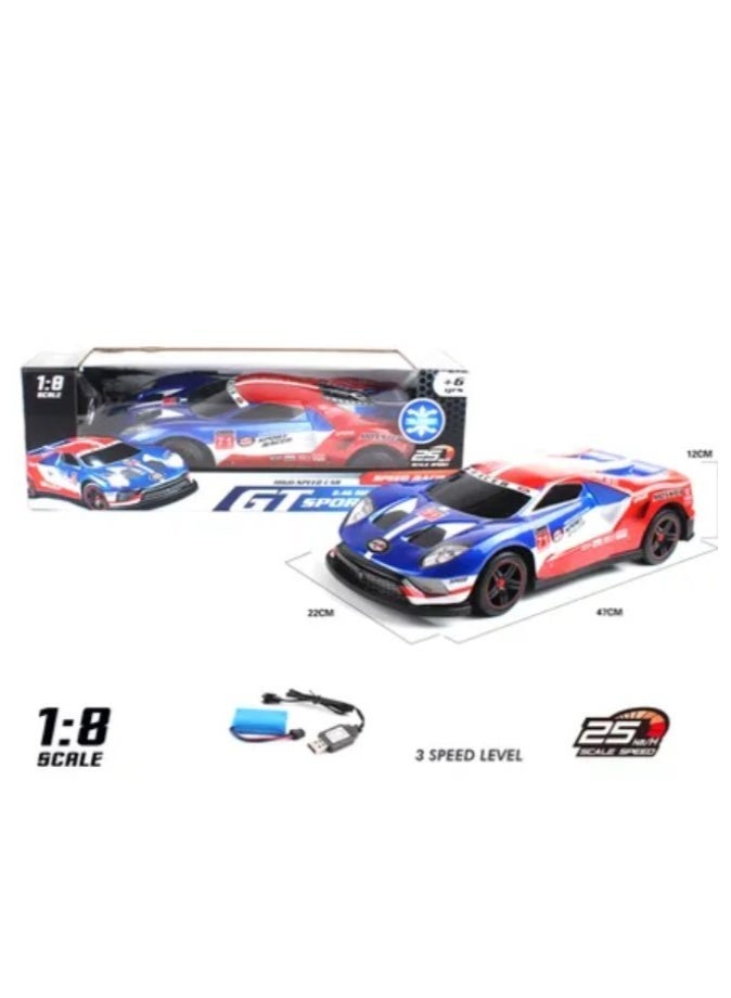 DAT GT Sport 1:8 Scale Remote Control Racing Car, High-Speed RC Car with 3 Speed Levels, Red & Blue, 47CM - Image 3