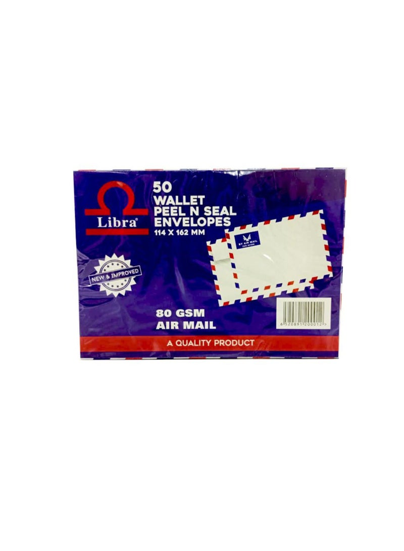 Libra Air Mail Envelopes 114 X 162 80 GSM ( Pack of 50 Pieces) - Image 1
