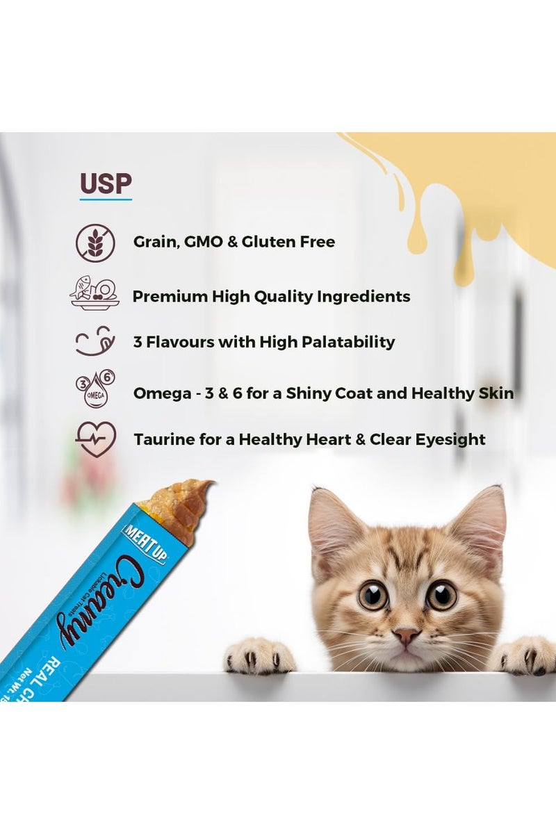Meatup Creamy Likable Cat Treat Real Chicken Flavour Snack 10 x 15g 10x15 g - Image 5
