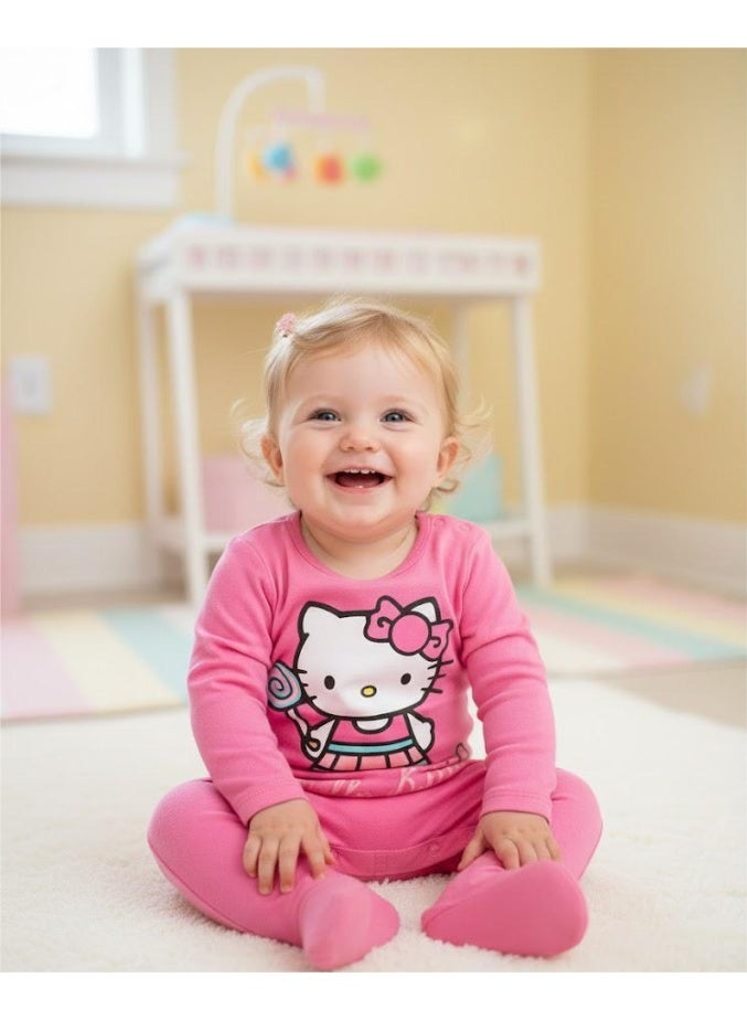هالو كيتي أفرول قطني بأكمام طويلة بتصميم هالو كيتي للبنات من كيدز تي في - Image 3