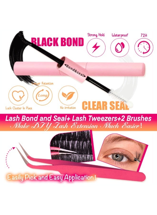 Joudi Cluster Lashes Kit with Lash Glue&Remover 30D+40D+50D+60D+80D+100D Fluffy Volume 600pcs Individual Eyelashes Kit 8-16mm DIY Eyelash Extension Kit D Curl Strip Eye Lashes Clusters - Image 3