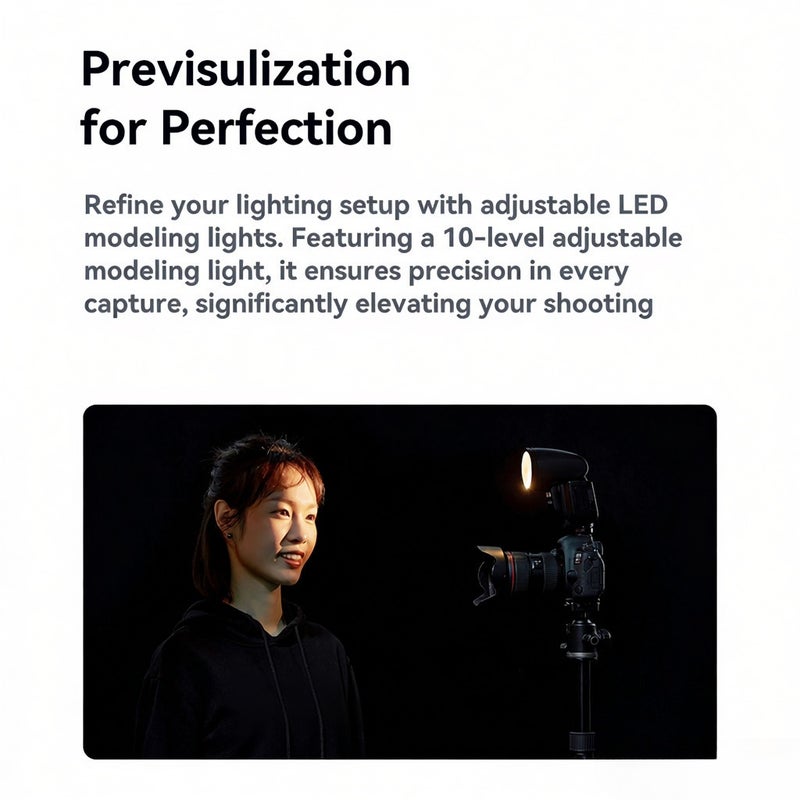 V1 PRO F 2.4G Wireless Camera Flash 1/8000s HSS 1.3s Recycle Time with M/TTL Flash Mode 10 Levels Adjustable Brightness Support Type-c Powered with Power Supply Port& Detachable Sub Flash - Image 4