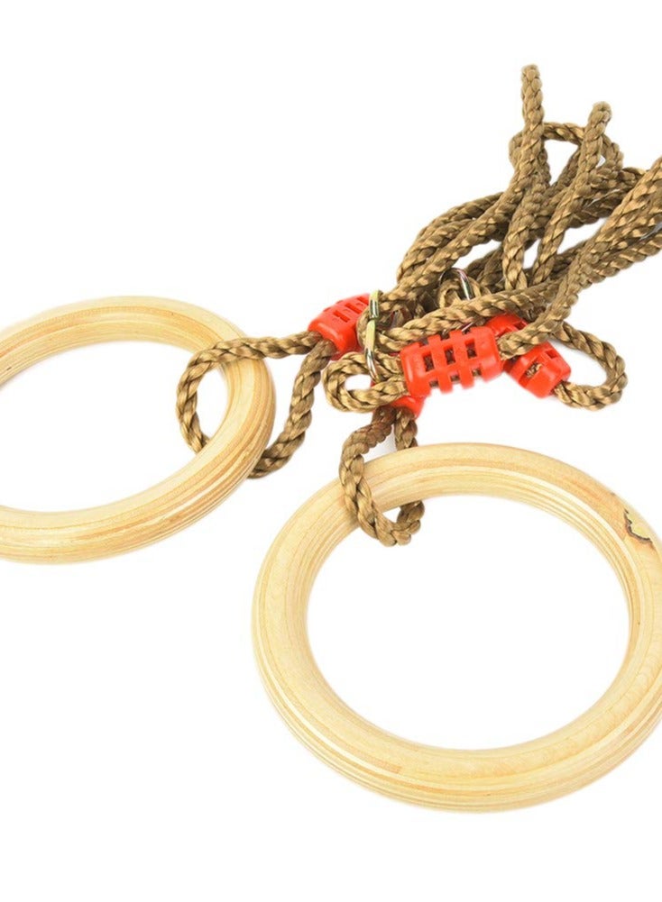 RBWTOYS RBWTOYS Children Swing Rings, Safe Fastness Fine Workmanship Natural Wood Swing Rings for Outdoors  - Image 2