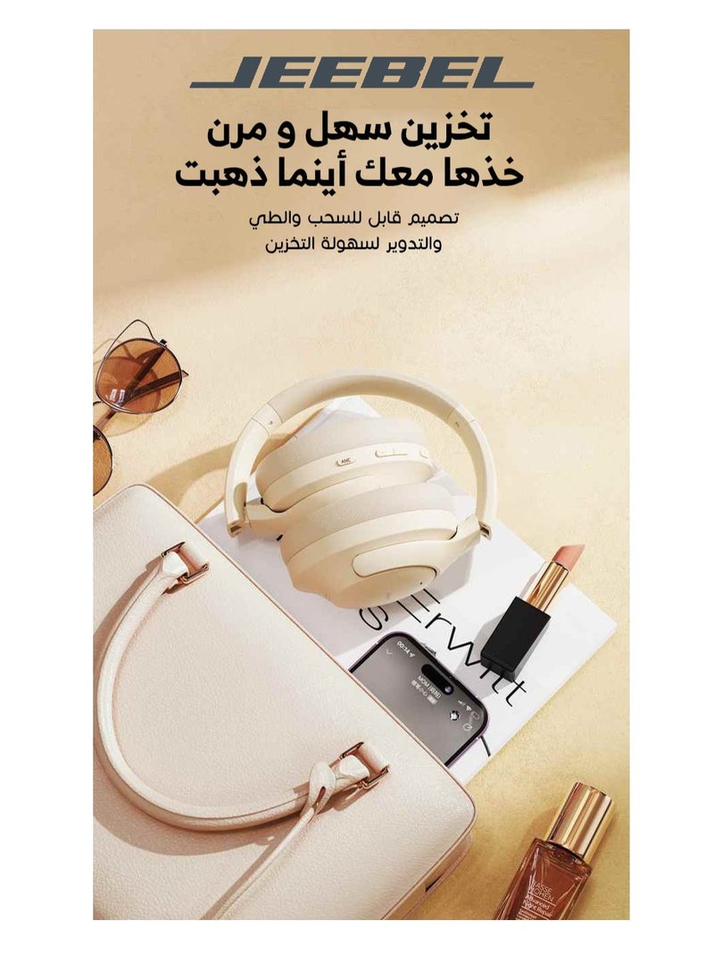 Jeebel - Wireless BT Stereo Noise Cancelling Headphone ANC 250mAh Battery 14 Hours Playtime USB-C Fast Charging Black - Image 1