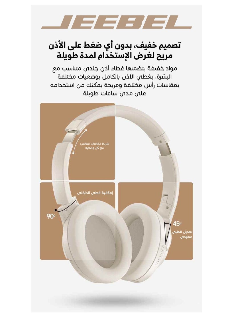 Jeebel - Wireless BT Stereo Noise Cancelling Headphone ANC 250mAh Battery 14 Hours Playtime USB-C Fast Charging Black - Image 1
