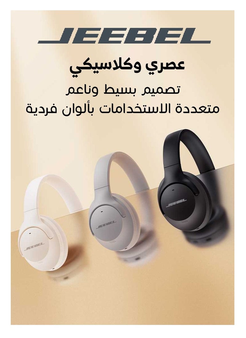 Jeebel - Wireless BT Stereo Noise Cancelling Headphone ANC 250mAh Battery 14 Hours Playtime USB-C Fast Charging Black - Image 1