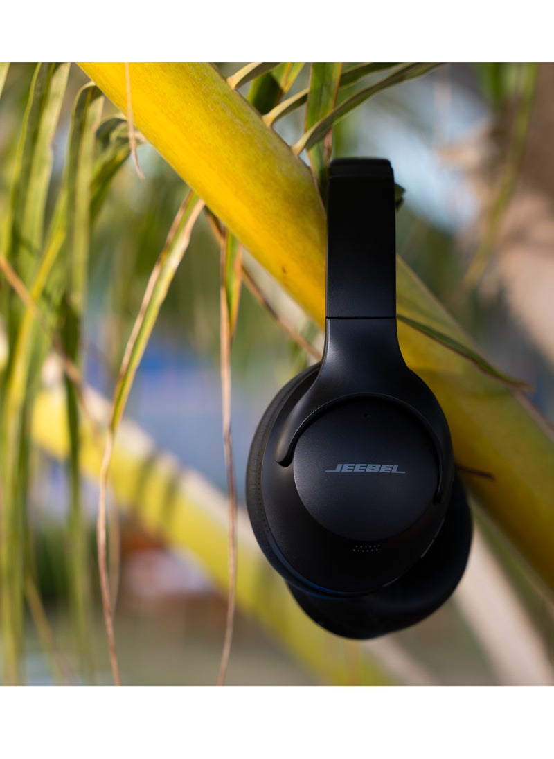 Jeebel - Wireless BT Stereo Noise Cancelling Headphone ANC 250mAh Battery 14 Hours Playtime USB-C Fast Charging Black - Image 1