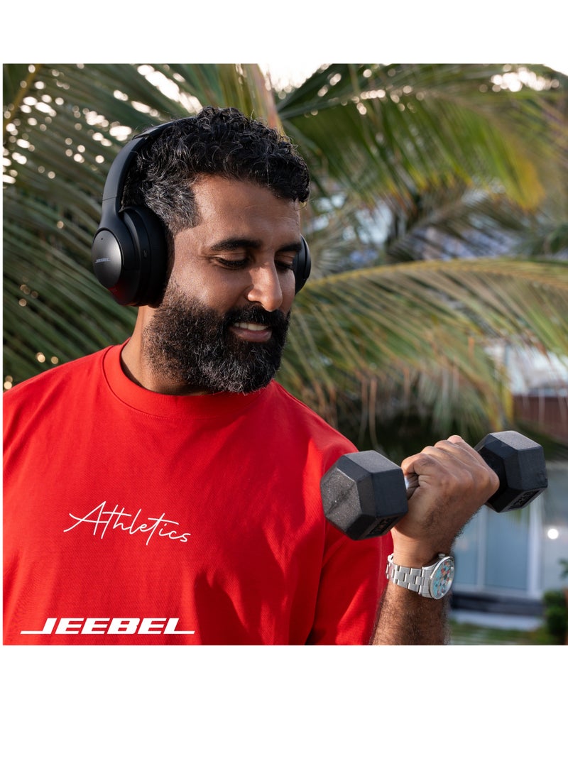 Jeebel - Wireless BT Stereo Noise Cancelling Headphone ANC 250mAh Battery 14 Hours Playtime USB-C Fast Charging Black - Image 1