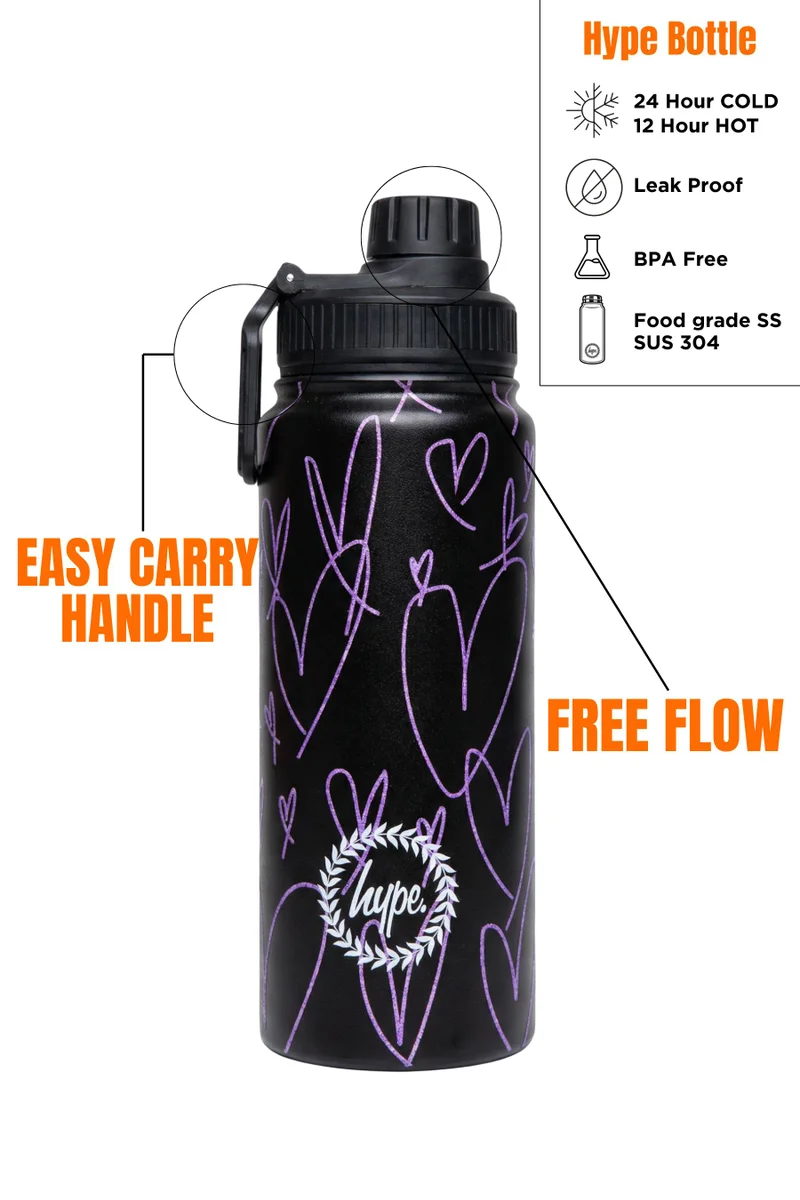 چاست هايب HYPE Water Bottle Purple Glitter Scribble