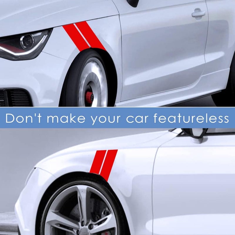 Voroly Car Wheel Fender Reflective Decal Sticker Warning Safety Reflector Strips Sticker Hood Head Lamp Bumper Guards Universal Fits Car Truck or SUV 1 Set of 4 Pcs Red - Image 4