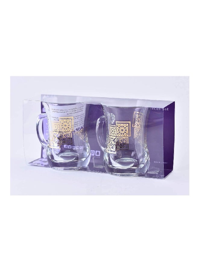 Dimlaj 2-Piece Dishwasher Safe Glass Coffee Mug Set Clear and Gold DJ-42746