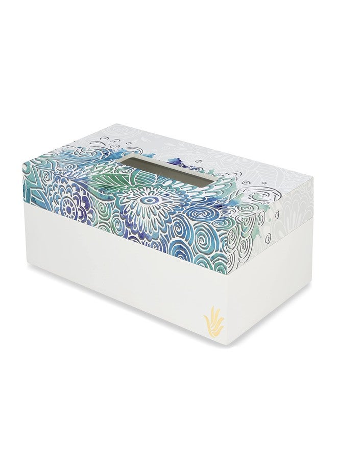 BRAHMA DESIGN Tissue Paper Holder | Abstract Flowers | Wooden Tissue Paper Box & Tissue Holder | Tissue Box for Home | Car Tissue Holder | Refillable Tissue Box for Car | Size 9" x 5" x 2.75" - Image 1