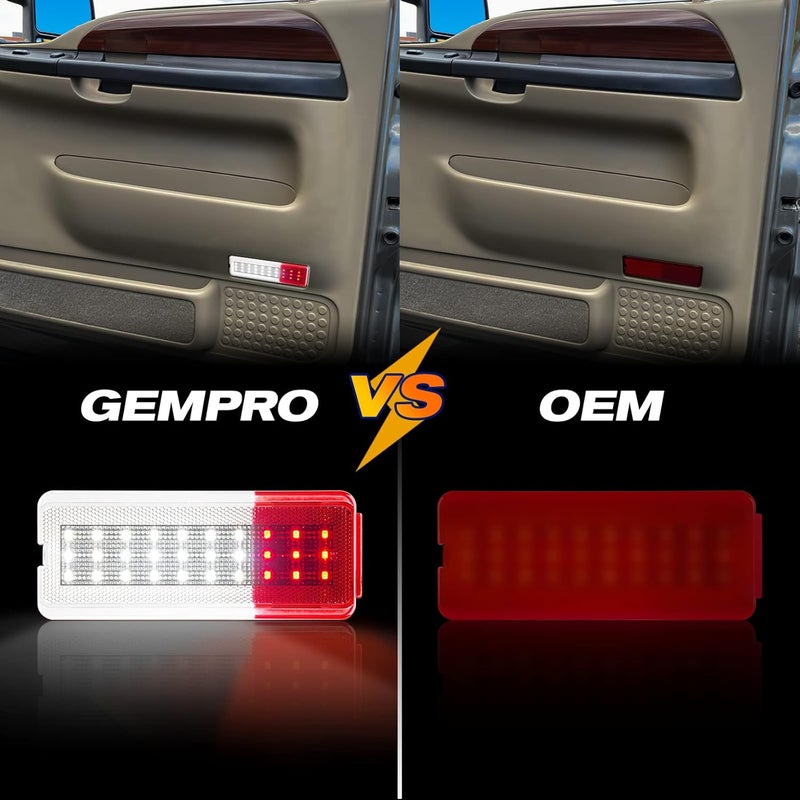 GemPro LED Interior Door Reflector Lights for Ford F250 F350 F450 F550 1999-2007 & Excursion 2000-2005 - 2PCS (Red & White) - Image 5