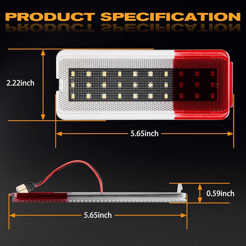 GemPro LED Interior Door Reflector Lights for Ford F250 F350 F450 F550 1999-2007 & Excursion 2000-2005 - 2PCS (Red & White) - Image 3
