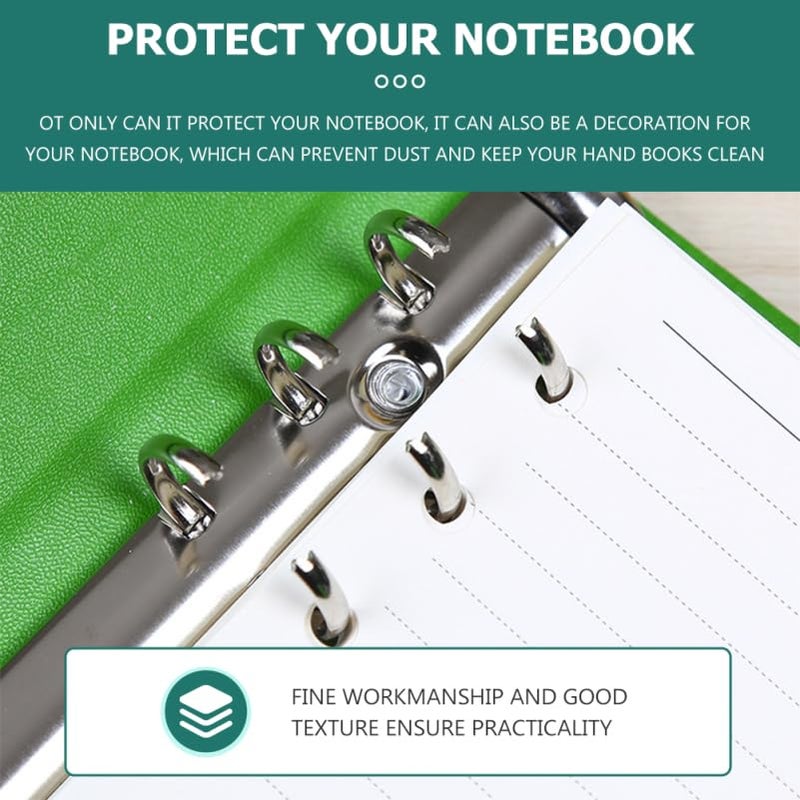 Parliky A6 Ring Binder Notebook with Hidden Snap Buckle Crocodile Pattern PU Notebook for Planner Organizer Journal Green - Image 5