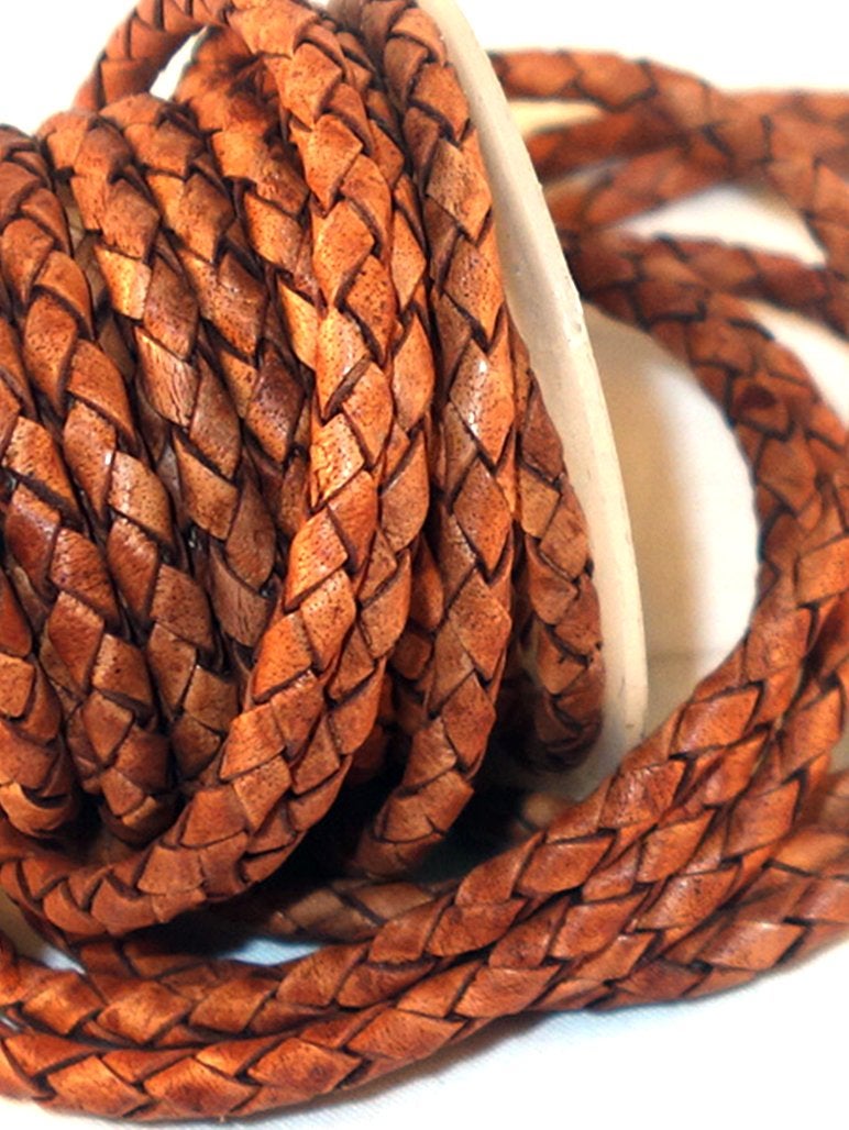 cords craft 40m 4 Ply Round Braided Genuine Leather String Cord Jewellery Bracelet Cord Brown Color Hand Braided 546 Yards 5 Meters - Image 3