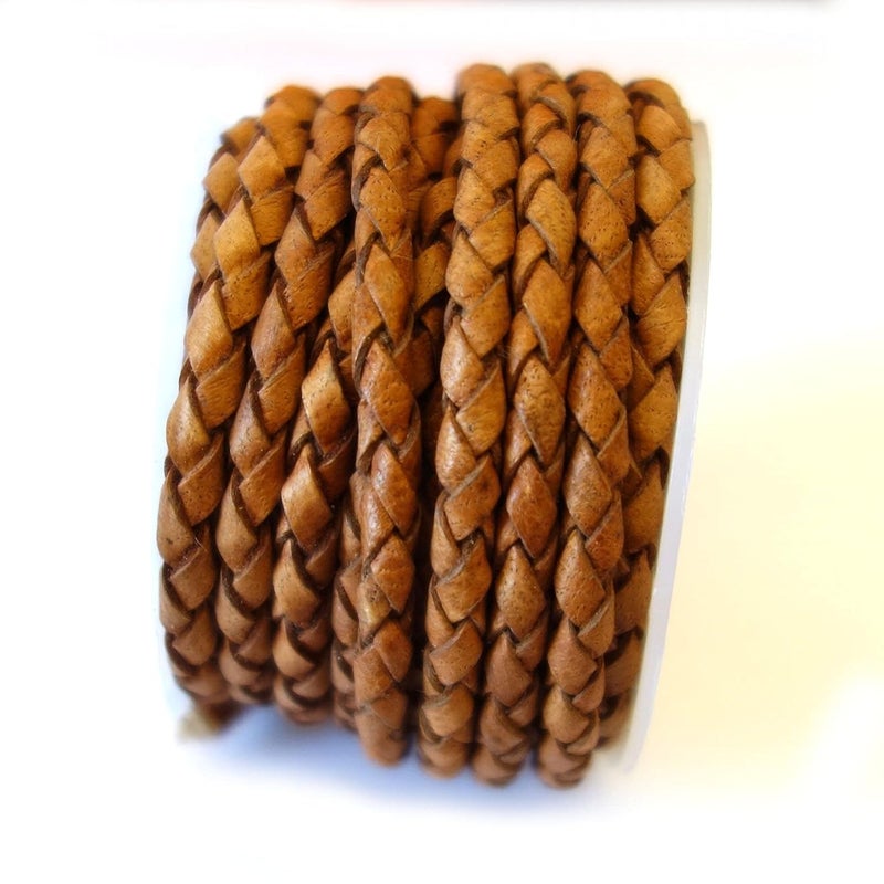 cords craft 40m 4 Ply Round Braided Genuine Leather String Cord Jewellery Bracelet Cord Brown Color Hand Braided 546 Yards 5 Meters - Image 5