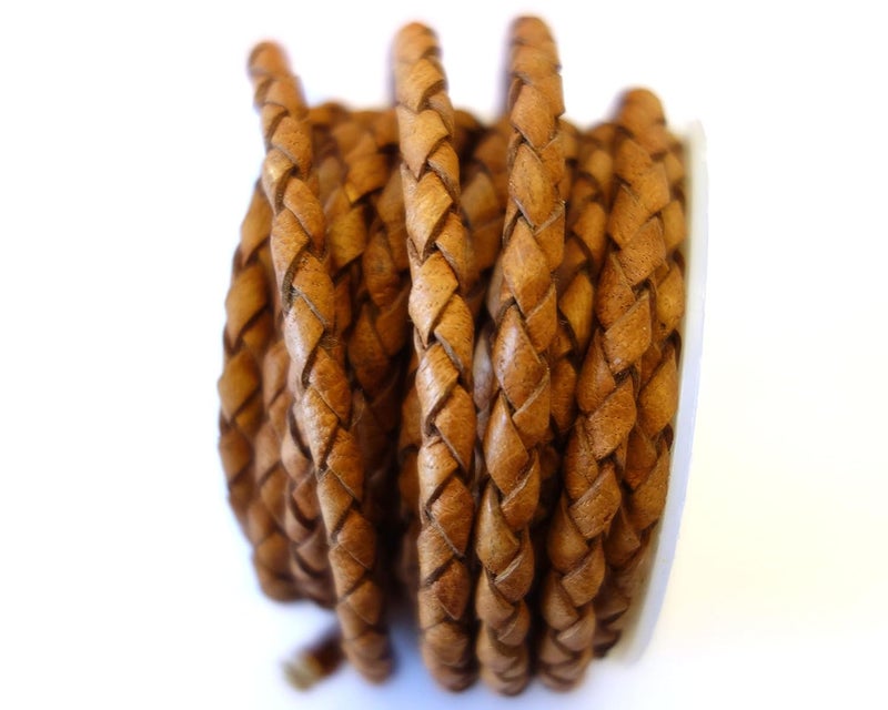 cords craft 40m 4 Ply Round Braided Genuine Leather String Cord Jewellery Bracelet Cord Brown Color Hand Braided 546 Yards 5 Meters - Image 4