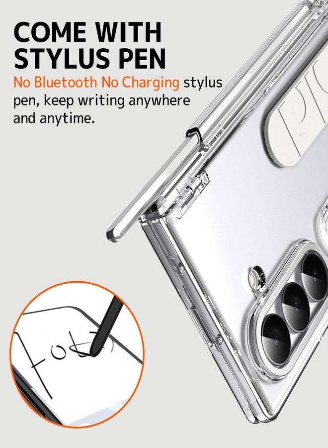NINKI Transparent Strap for Samsung Galaxy Z Fold 7 Case with S Pen Holder & Stylus, Built-in Wallet with Card Holder, Hard Kickstand Screen Protector Cover for Samsung Z Fold 7 Case S Pen Slot Clear - Image 3