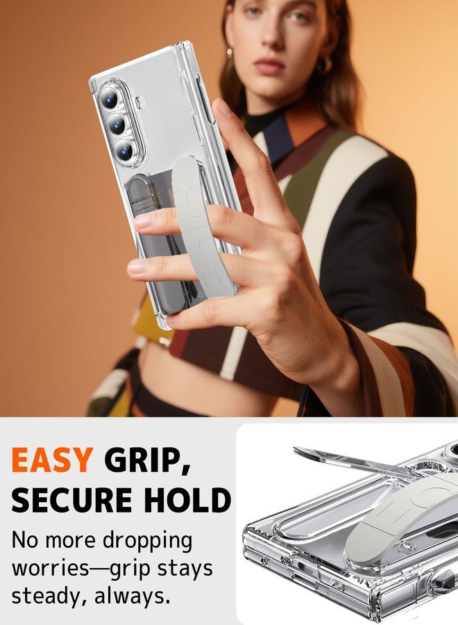 NINKI Transparent Strap for Samsung Galaxy Z Fold 7 Case with S Pen Holder & Stylus, Built-in Wallet with Card Holder, Hard Kickstand Screen Protector Cover for Samsung Z Fold 7 Case S Pen Slot Clear - Image 4