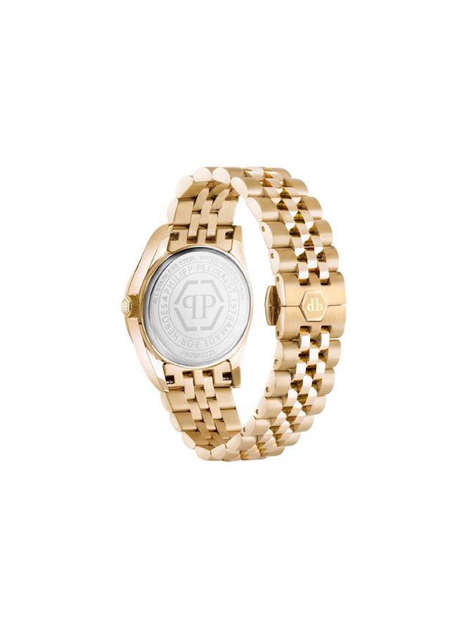 PHILIPP PLEIN - Date Superlative Women's 38mm Luxury Timepiece,  Colossal Gold Case, Crystal-Encrusted Bezel, Vibrant Emerald Arabic Numerals - Image 1