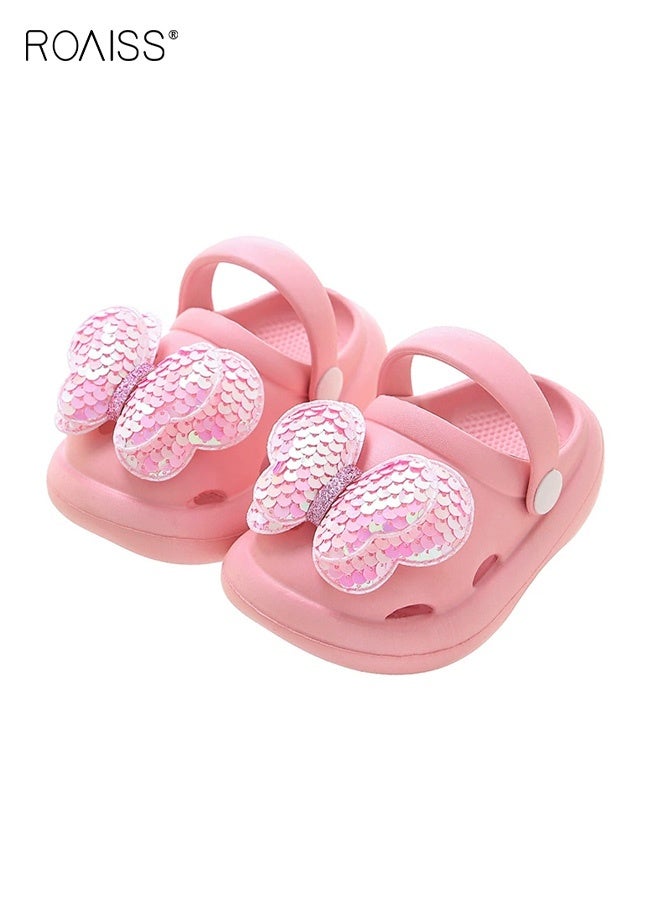 roaiss Toddler Girls Adorable Sandals, Comfort Clogs with Soft Non-slip Sole, Breathable Slippers with Butterfly Decoration, Slip on Slides for Little Girls, Suitable for Beach, Daily Wear and Casual Occasions - Image 1