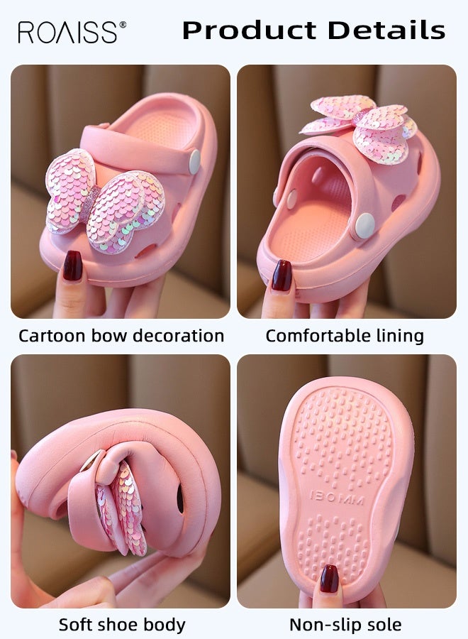 roaiss Toddler Girls Adorable Sandals, Comfort Clogs with Soft Non-slip Sole, Breathable Slippers with Butterfly Decoration, Slip on Slides for Little Girls, Suitable for Beach, Daily Wear and Casual Occasions - Image 4