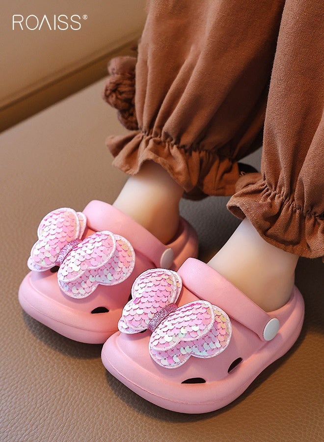 roaiss Toddler Girls Adorable Sandals, Comfort Clogs with Soft Non-slip Sole, Breathable Slippers with Butterfly Decoration, Slip on Slides for Little Girls, Suitable for Beach, Daily Wear and Casual Occasions - Image 2