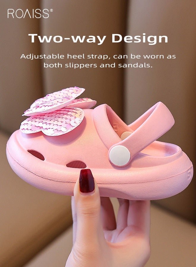 roaiss Toddler Girls Adorable Sandals, Comfort Clogs with Soft Non-slip Sole, Breathable Slippers with Butterfly Decoration, Slip on Slides for Little Girls, Suitable for Beach, Daily Wear and Casual Occasions - Image 3