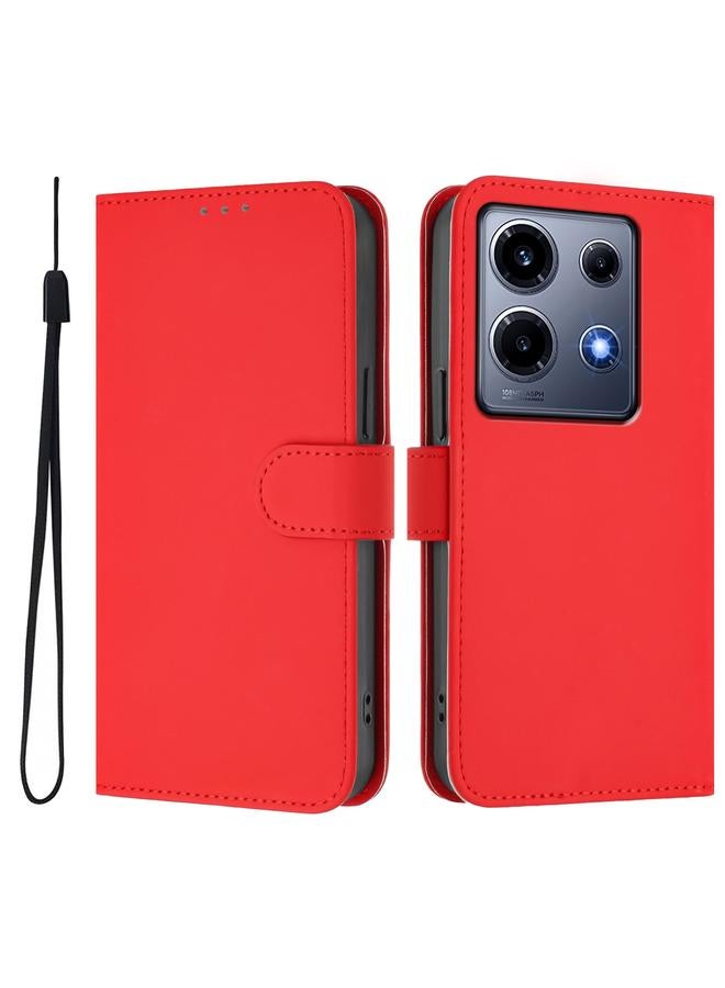 Zaboon Case For Infinix Note 30 VIP Skin Feel Solid Color Leather Phone Case with Lanyard - Image 2