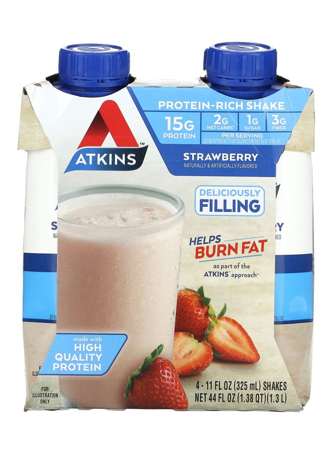 Atkins Protein-Rich Shake Strawberry 4 Shakes 11 fl oz (325 ml) Each - Image 2