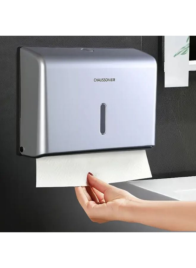 Large Capacity Waterproof Tissue Box Holder Silvery ABS Plastic Wall Mount Bathroom Kitchen - Image 1