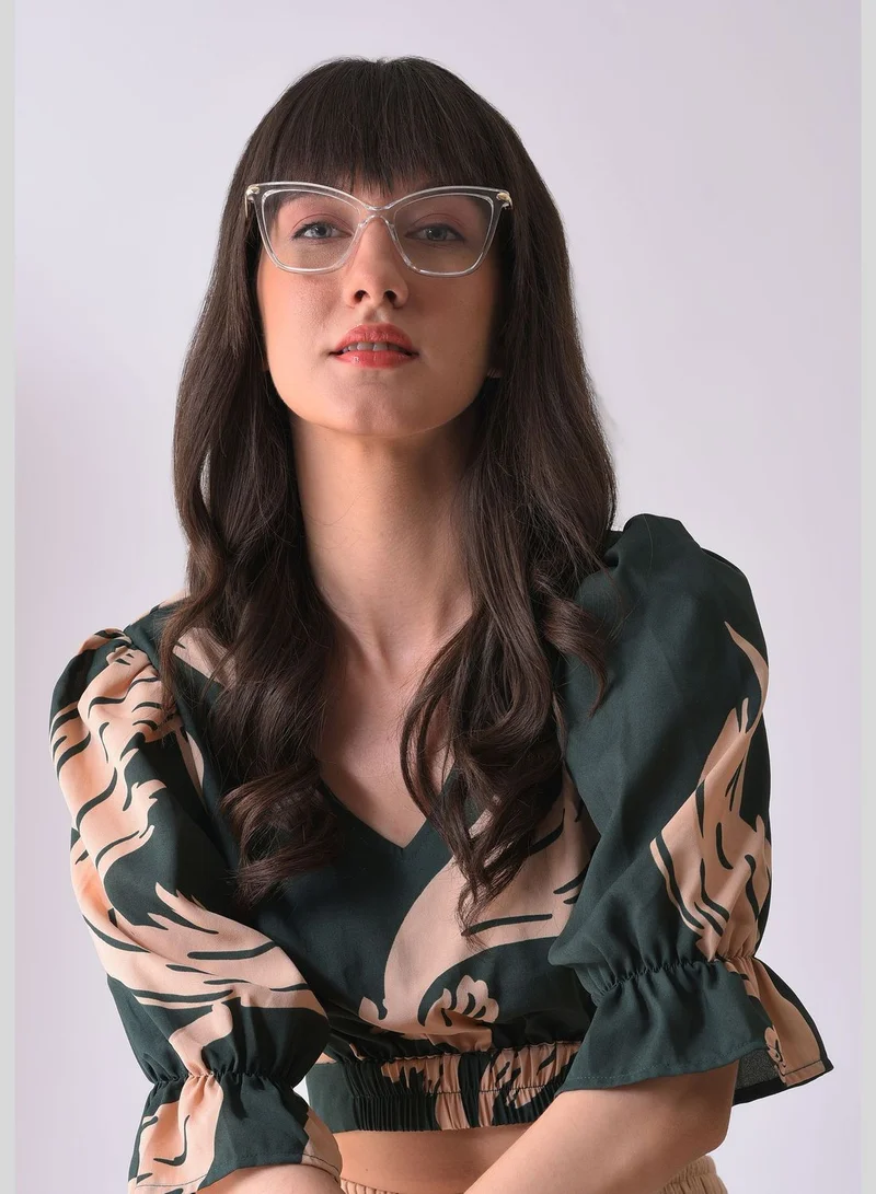 Haute Sauce Women Clear Lens Gold-Toned Cateye Sunglasses
