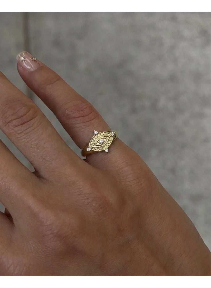 crystal evil eye pinky ring 2.0 (gold plated)